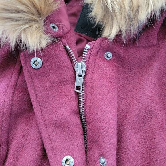 Torrid Wool Faux Fur Hooded Deep Red Zip Front Coat - Picture 10 of 16